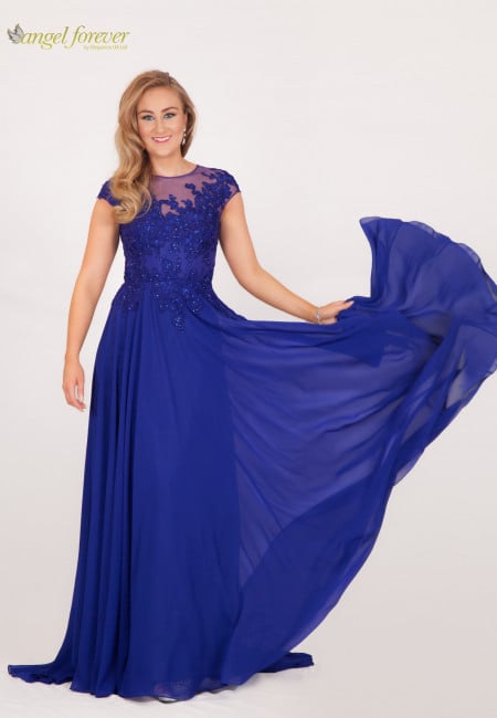 Angel Forever Royal Blue Chiffon and Lace Prom Dress / Evening Gown